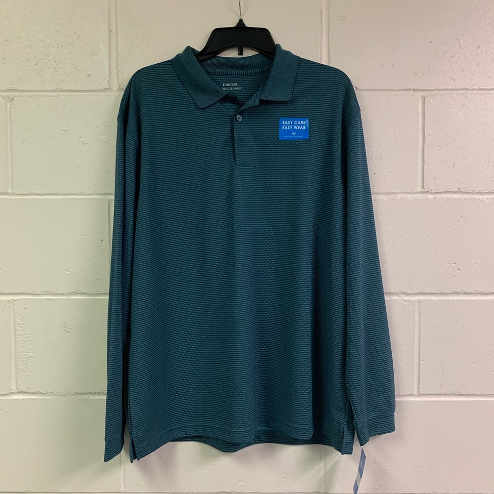 NWT Haggar Blue Long Sleeve Collared Shirt